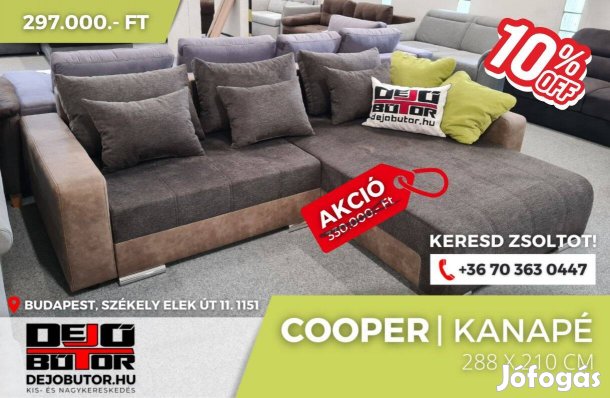 Cooper sarok kanapé bútor ülőgarnitúra 288x211 cm bronz ágyazható