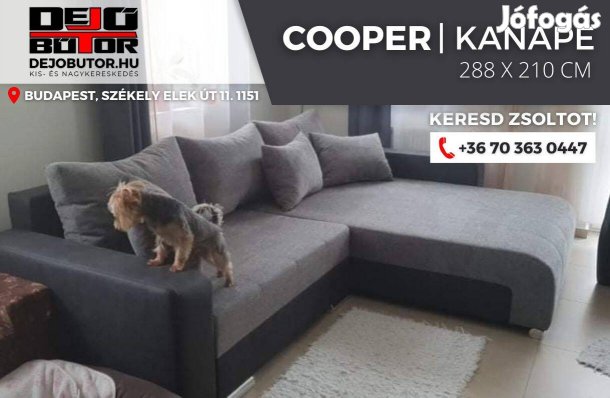 Cooper sarok kanapé ülőgarnitúra 288x211 cm selyem gray ágyazható
