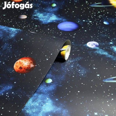 Cosmos Charcoal Space Pattern Planets Earth tapéta 6 tekercs