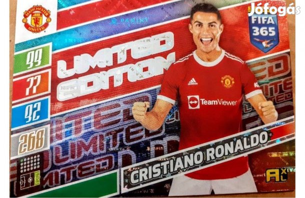Cristiano Ronaldo Manchester United Limited focis kártya Panini 2022
