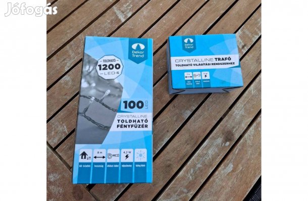 Crystalline toldható 100 led fényfűzér trafóval több darab eladó