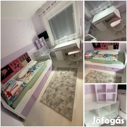 Csajos gyermek bútor Ágy/matraccal,Ikea íróasztal/székkel,