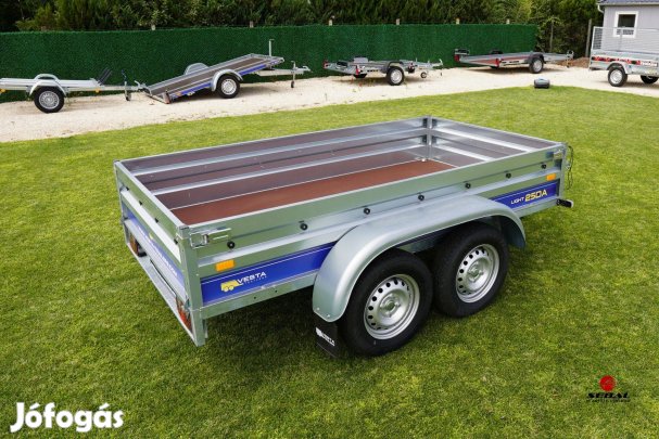 Csak áprilisban - akciós új 2 tengelyes utánfutó (250x135cm) +rendszám