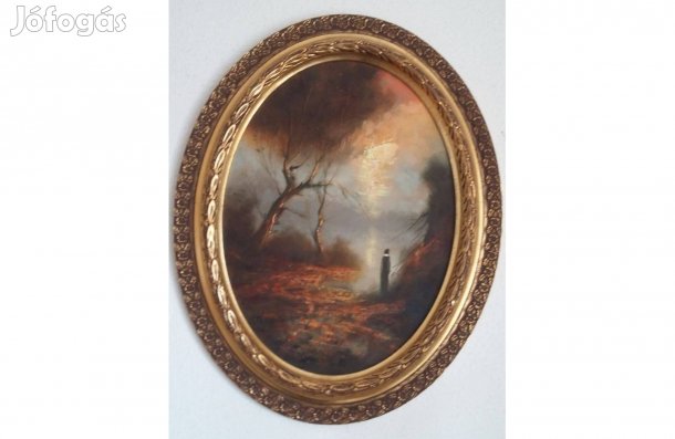 Csáky Lajos festménye: Lebukó nap. Különlegesen szép!