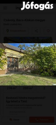 Csávoly központjában felújítandó ház eladó