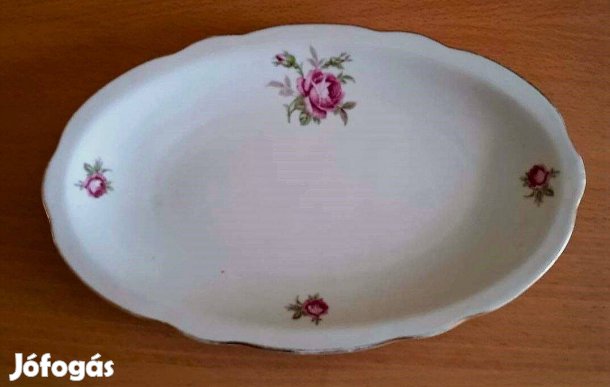 Cseh Bohémia Epiag szép rózsamintás porcelán kínáló tál
