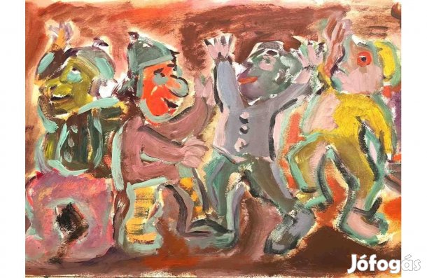 Cseh Krisztina magyar festő két régi festménye - Bohócok