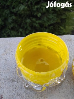 Cseh üveg cukortartó -bonbonier 