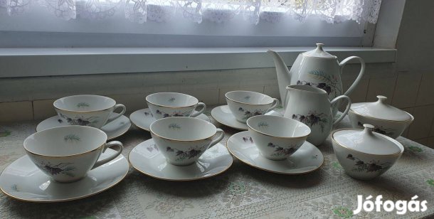 Csehszlovák Bohemia porcelán teáskészlet, 19 részes