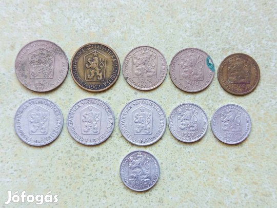 Csehszlovákia 11 db Különböző Érme 10 20 50 Halierov Korona 1962-1985