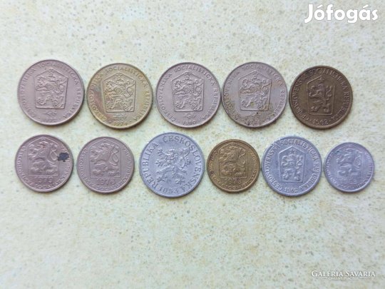 Csehszlovákia 11 db Különböző Érme Halierov és Korona 1953-1983