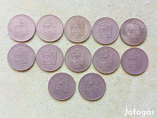 Csehszlovákia 12 db Különböző Érme 2 Korona 1972-1989