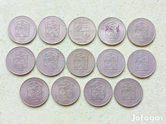 Csehszlovákia 14 db Különböző Érme 2 Korona 1972-1991