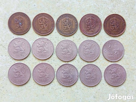 Csehszlovákia 15 db Különböző Érme 50 Heller Halierov 1963-1991