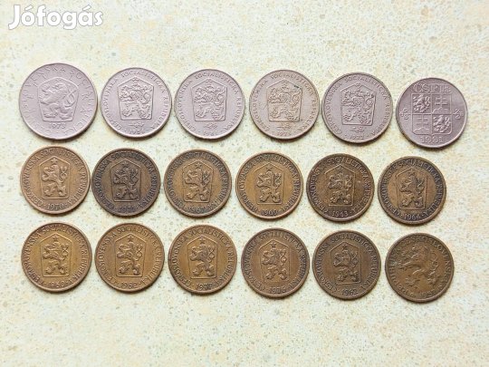 Csehszlovákia 18 db különböző Érme 1 2 5 Korona 1957-1991