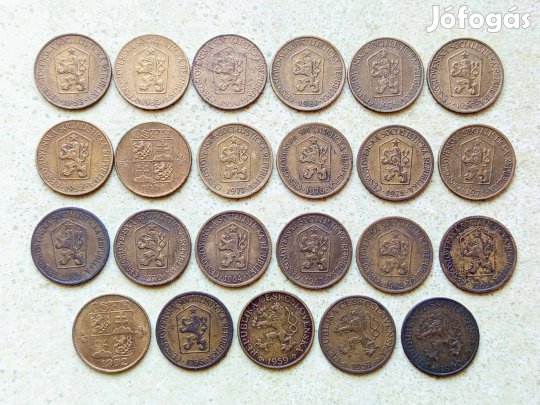 Csehszlovákia 23 db Különböző Érme 1 Korona 1957-1992