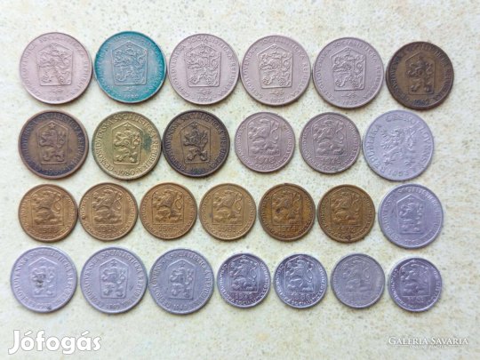 Csehszlovákia 26 db Különböző Érme Halierov és Korona 1953-1986