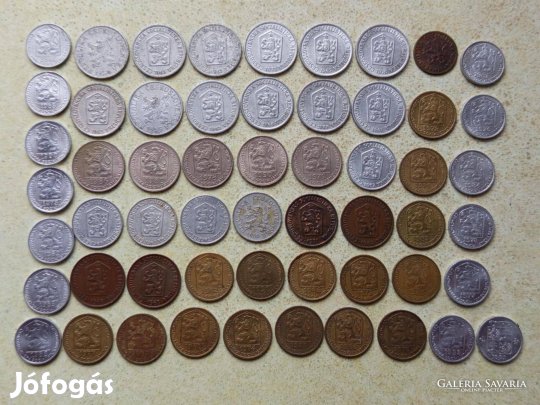 Csehszlovákia 56 db Különböző Érme 5,10,20,50 Haller 1928-1991
