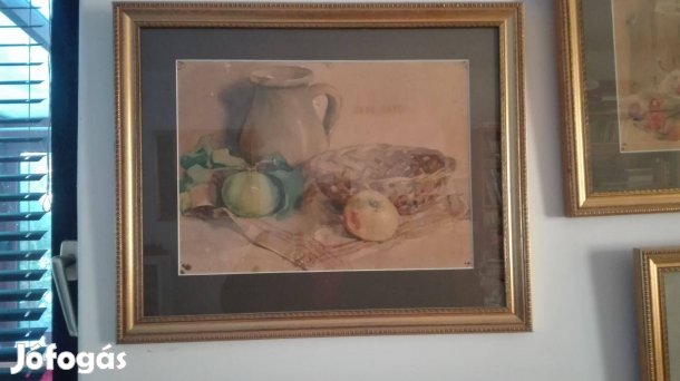Csendélet, akvarell, Hoffer Paula 1957