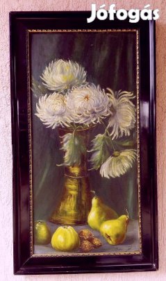 Csendélet az őszi krizantém, és gyümölcsök színeivel, Irene Schütt fes