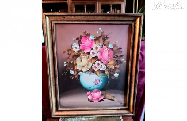 Csendélet festmény keretben olaj , vászon