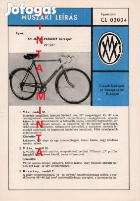 Csepel SR26-os eredeti reklámanyag