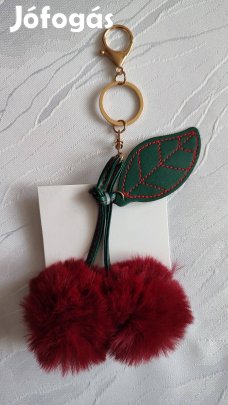 Cseresznye alakú kulcstartó/táskadísz