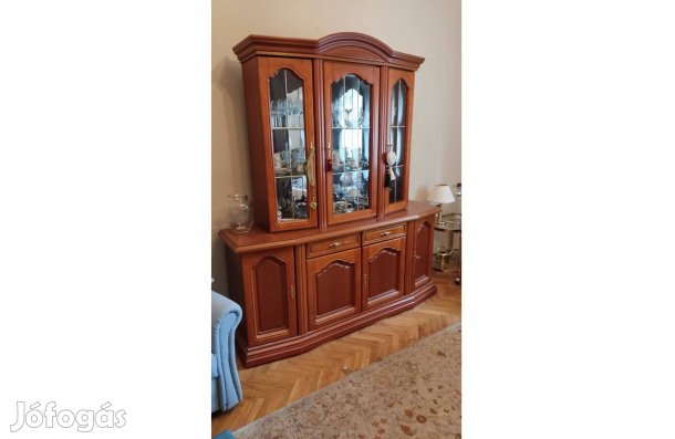 Cseresznyefa tálalószekrény/vitrin eladó