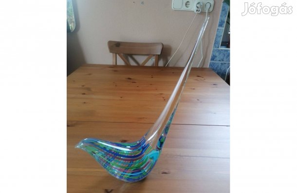 Csíkos, muránói üveg madár eladó!