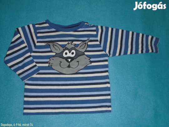 Csíkos állat mintás Dopodopo hosszú ujjú felső 6-9 hó méret 74