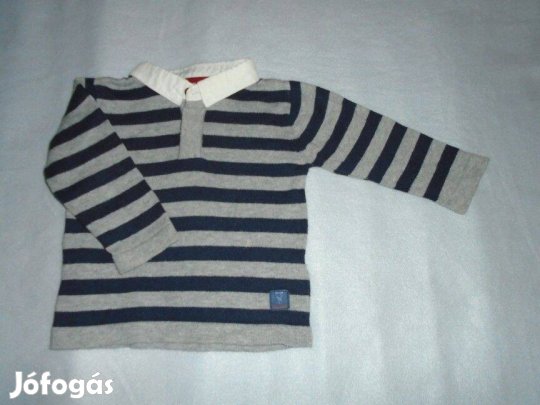 Csíkos és galléros hosszú ujjú felső 6-9 hó (méret 74)