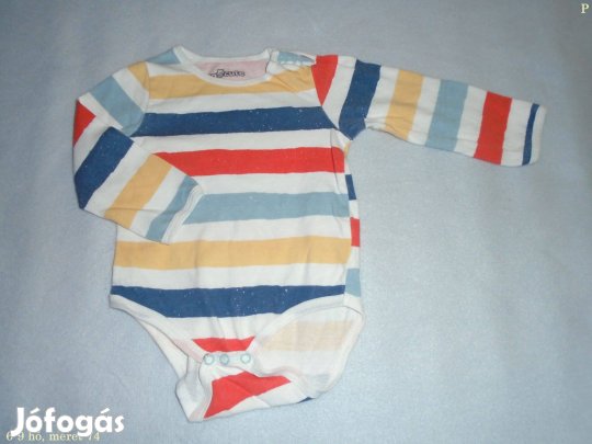 Csíkos és hosszú ujjú body 6-9 hó (méret 74)