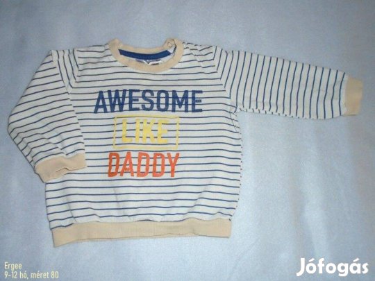 Csíkos feliratos hosszú ujjú felső 9-12 hó (méret 80)