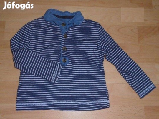 Csíkos galléros hosszú ujjú felső 12-18 hó (méret 80 / 86)