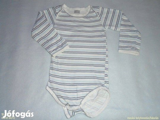 Csíkos hosszú ujjú body 18-23 hó (méret 86 / 92) kék fehér