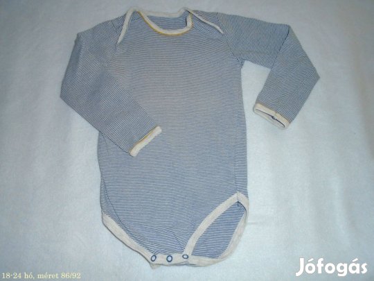 Csíkos hosszú ujjú body 18-24 hó (méret 86 / 92) kék