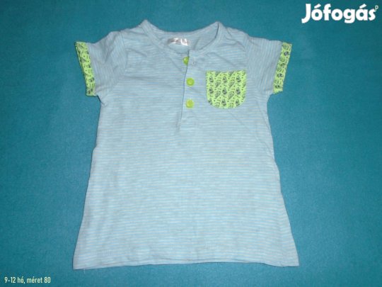 Csíkos kék póló 9-12 hó (méret 80)