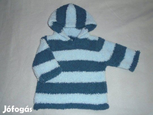 Csíkos kék puha pulóver 3-6 hó (méret 68)