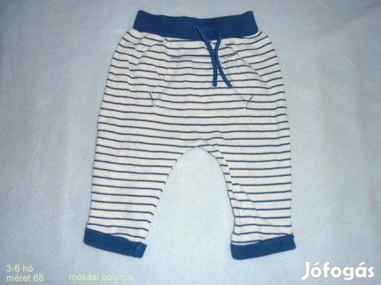Csíkos nadrág 3-6 hó (méret 68) kék fehér
