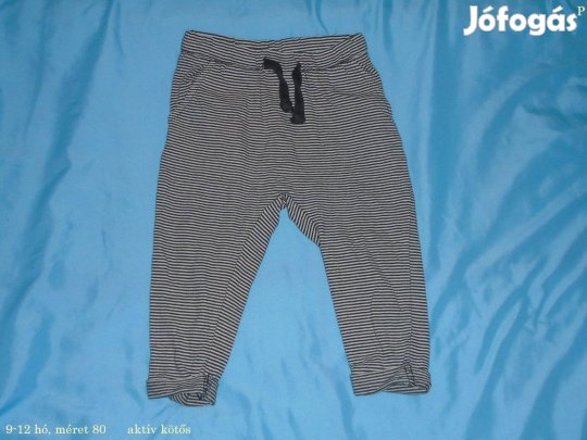 Csíkos nadrág aktív kötős jogger 9-12 hó (méret 80) kötős