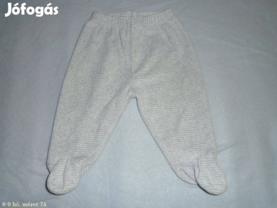 Csíkos szürke talpas nadrág 6-9 hó (méret 74)