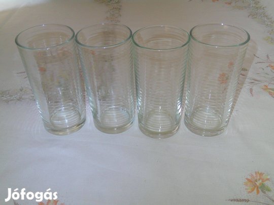 Csíkos üveg csőpohár ( 4 db. )