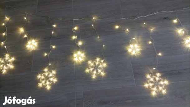 Csillag-hópihe led fényfüggöny meleg fehér új 2,5 m