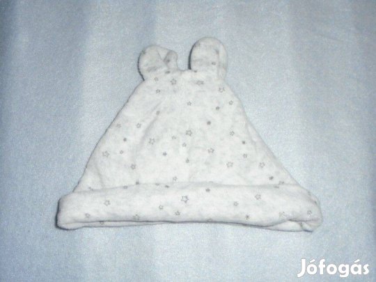 Csillag mintás szürke pamut sapka 3-6 hó (méret 68)