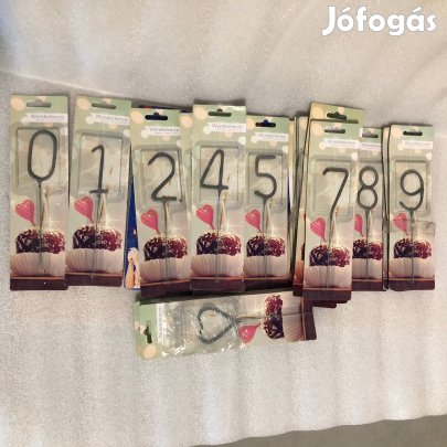 Csillagszóró Ezüst Szám Formájú Torta Gyertya 9 fajta