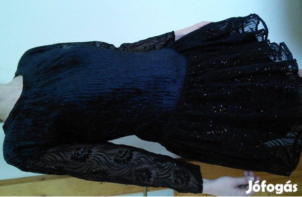 Csillámló fekete koktélruha M M-es női alkalmi ruha koktél