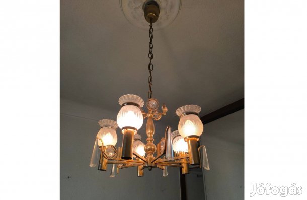 Csillár 5 ágú, üveg búrákkal