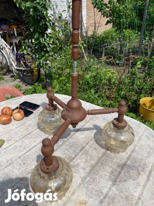 Csillár fa foglalattal ép búrákkal