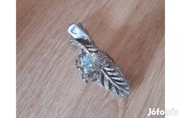 Csillogós szkarabeuszos leveles hajcsat + bros ezüst színű