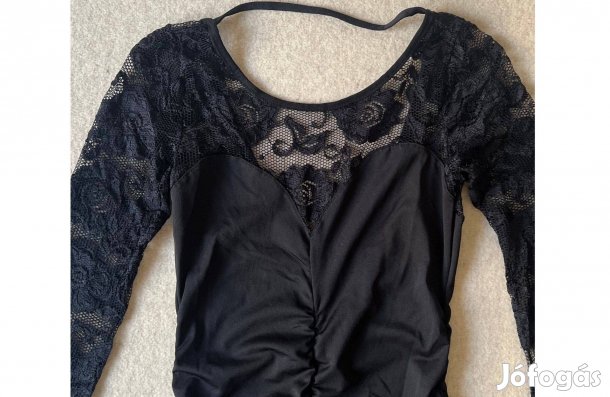 Csipke felső, női blúz, fekete S-es